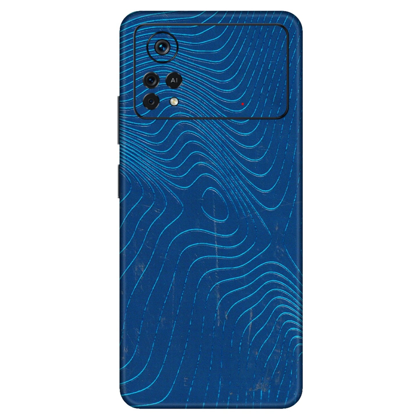 POCO Phone Skins (All Models) - Abstract Blue Line Map - 3D Embossed Finish (L-272) Poco X4 PRO (5G)