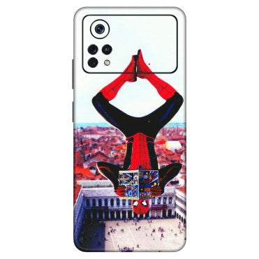 POCO Phone Skins (All Models) - Spiderman Hanging - 3D Embossed Finish (L-53) Poco X4 PRO (5G)