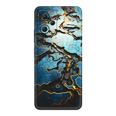 POCO Phone Skins (All Models) - Blue Gold Abstract - 3D Embossed Finish (L-11) Poco X5 (5G)