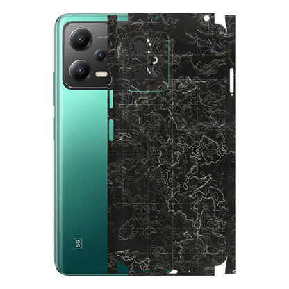 POCO Phone Skins (All Models) - Black map Texture - 3D Embossed Finish (L-201) Poco X5 (5G)