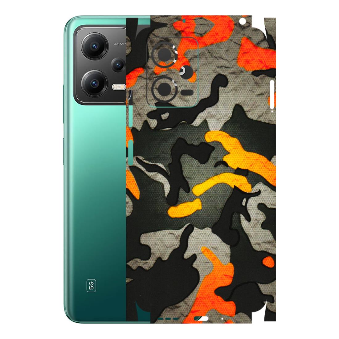 POCO Phone Skins (All Models) - Orange Camouflage - 3D Embossed Finish (L-204) Poco X5 (5G)