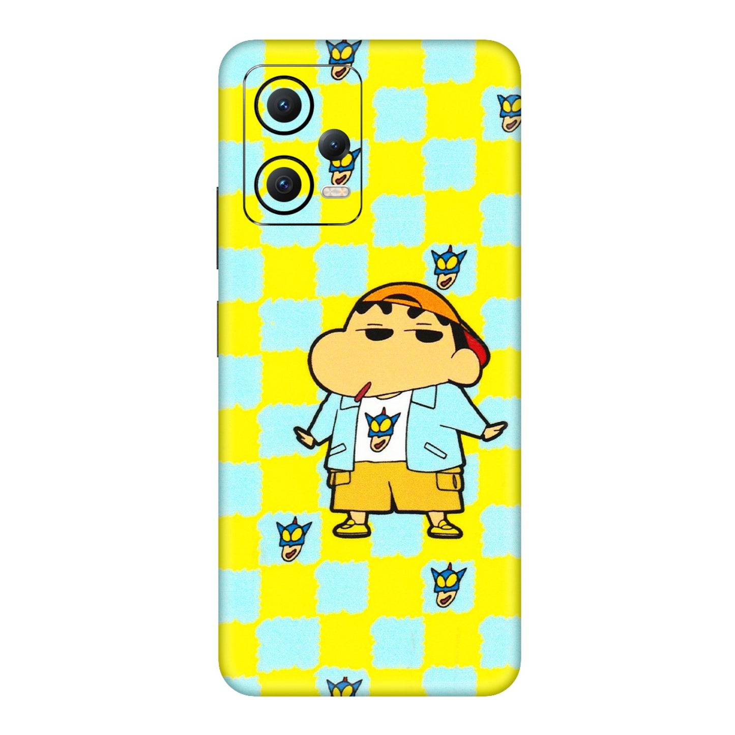 POCO Phone Skins (All Models) - Yellow Blue Shinchan Cute - 3D Embossed Finish (L-221) Poco X5 (5G)