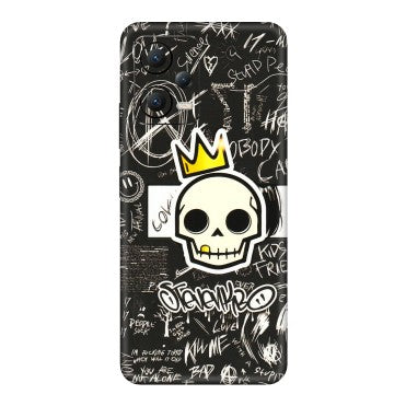 POCO Phone Skins (All Models) - Funny Skull Black Chalk Grafitti - 3D Embossed Finish (L-22) Poco X5 (5G)