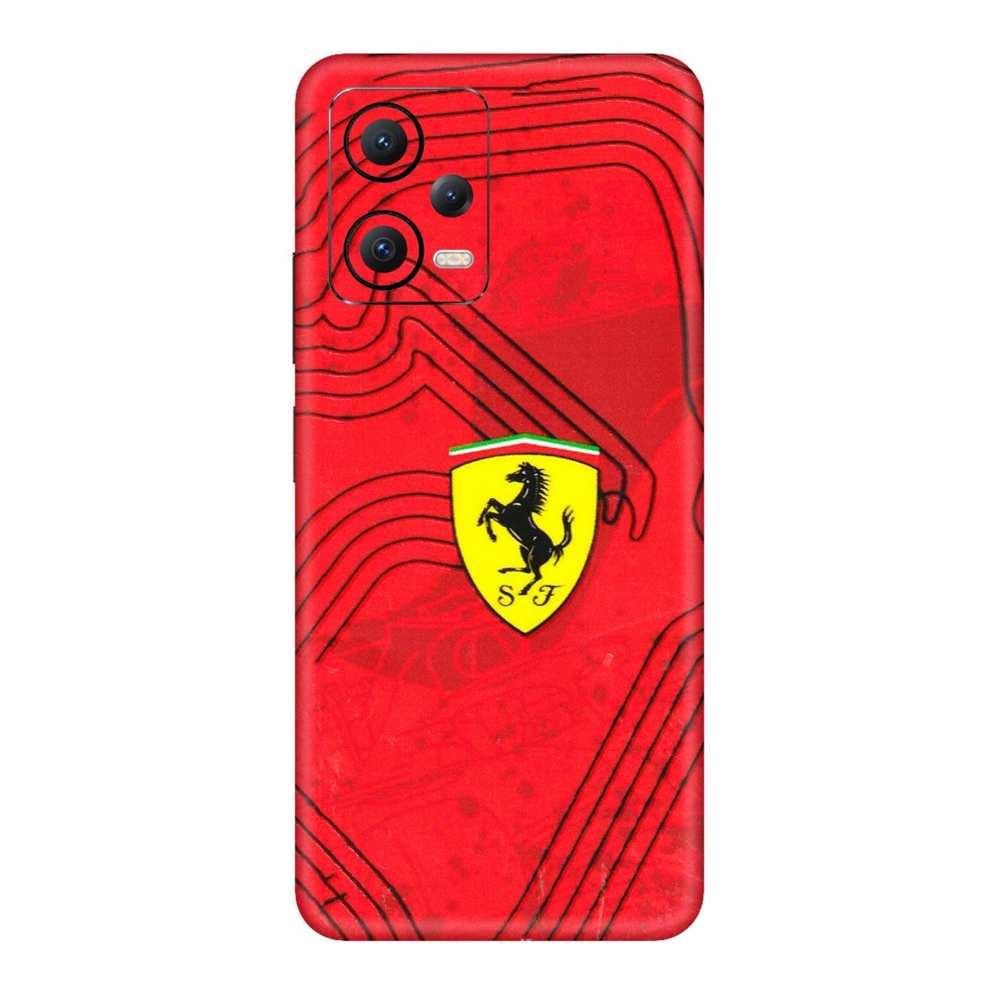 POCO Phone Skins (All Models) - Red Ferrari Logo Stylish - 3D Embossed Finish (L-238) Poco X5 (5G)