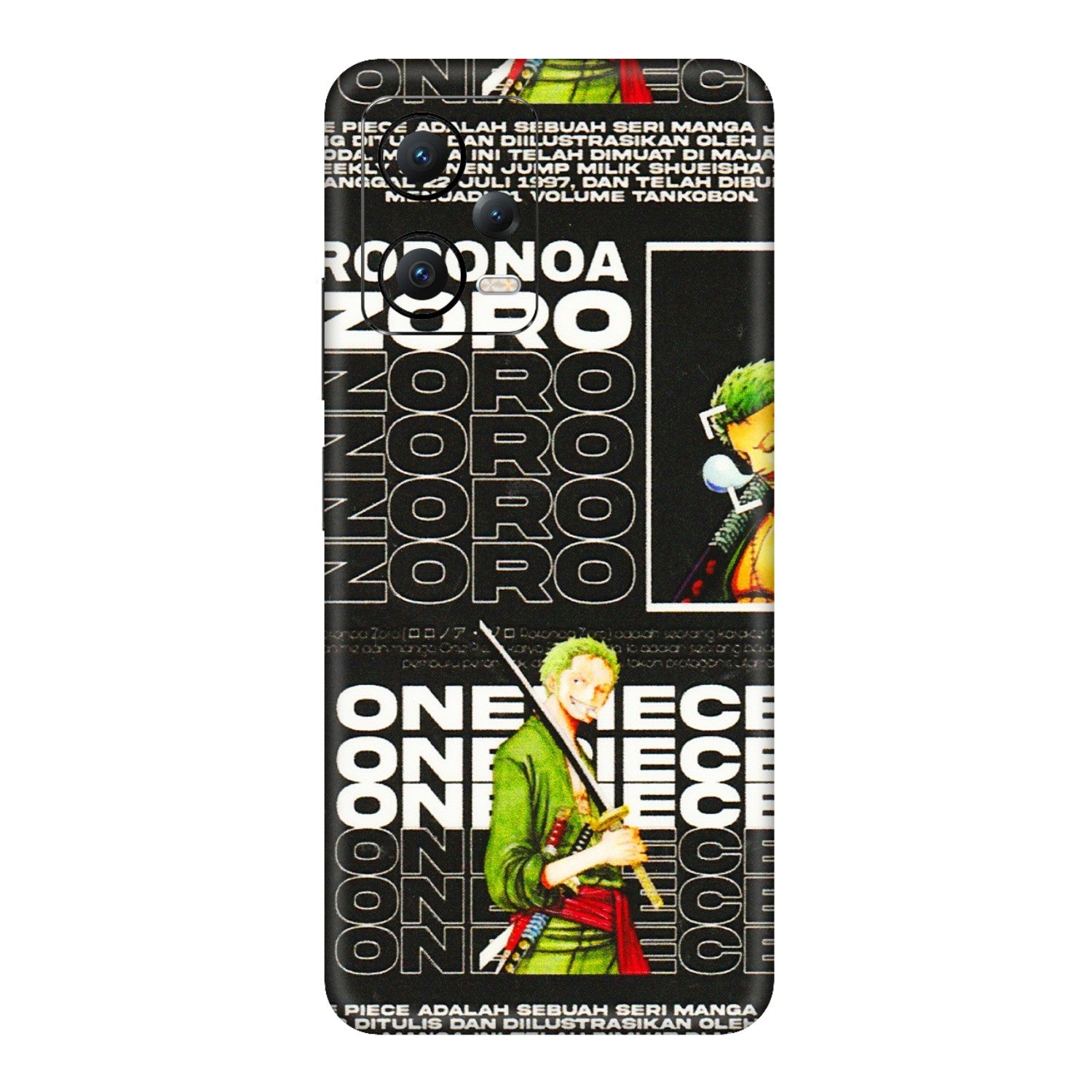 POCO Phone Skins (All Models) - One Piece Zoro - 3D Embossed Finish (L-250) Poco X5 (5G)