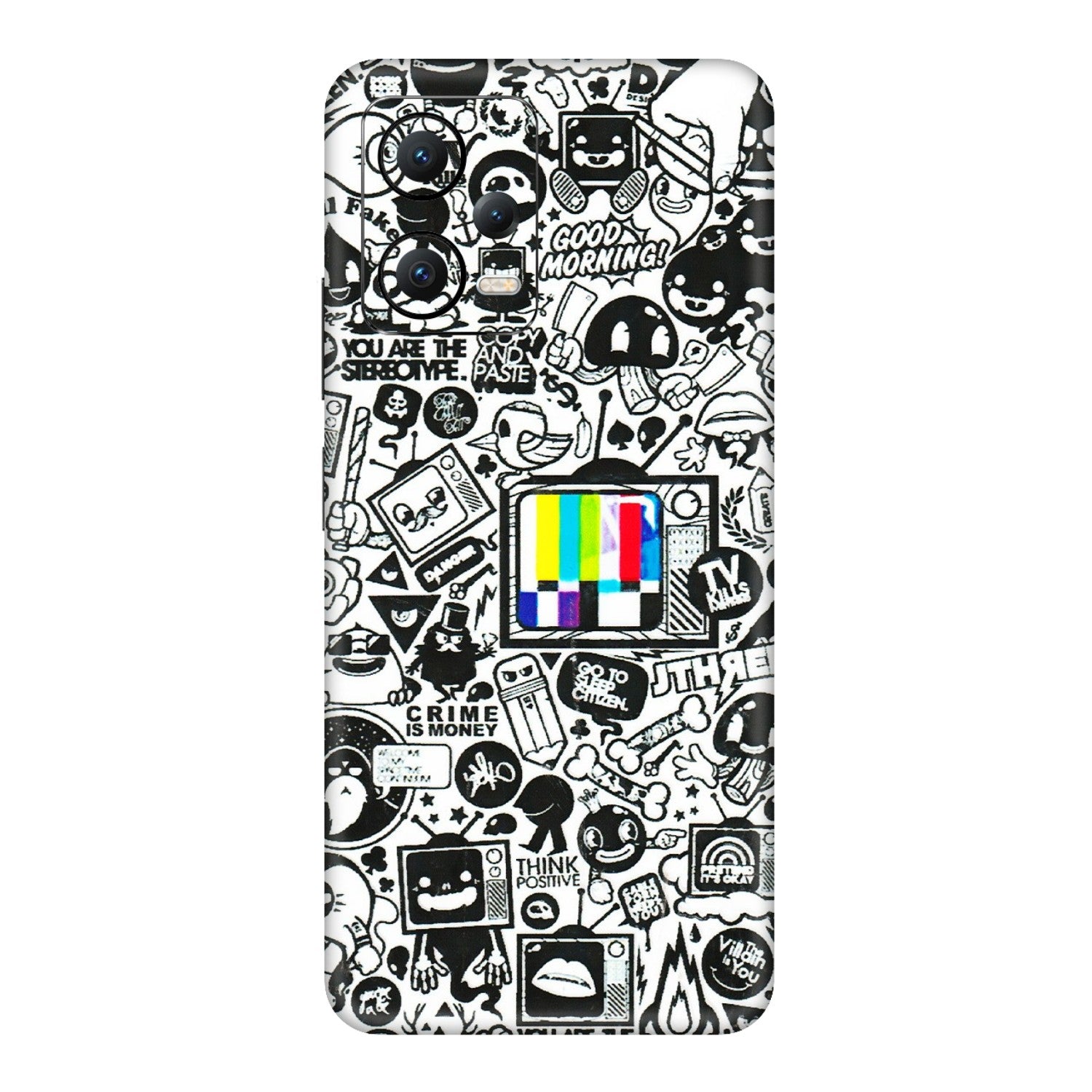 POCO Phone Skins (All Models) - Doodles Positive Art - 3D Embossed Finish (L-263) Poco X5 (5G)