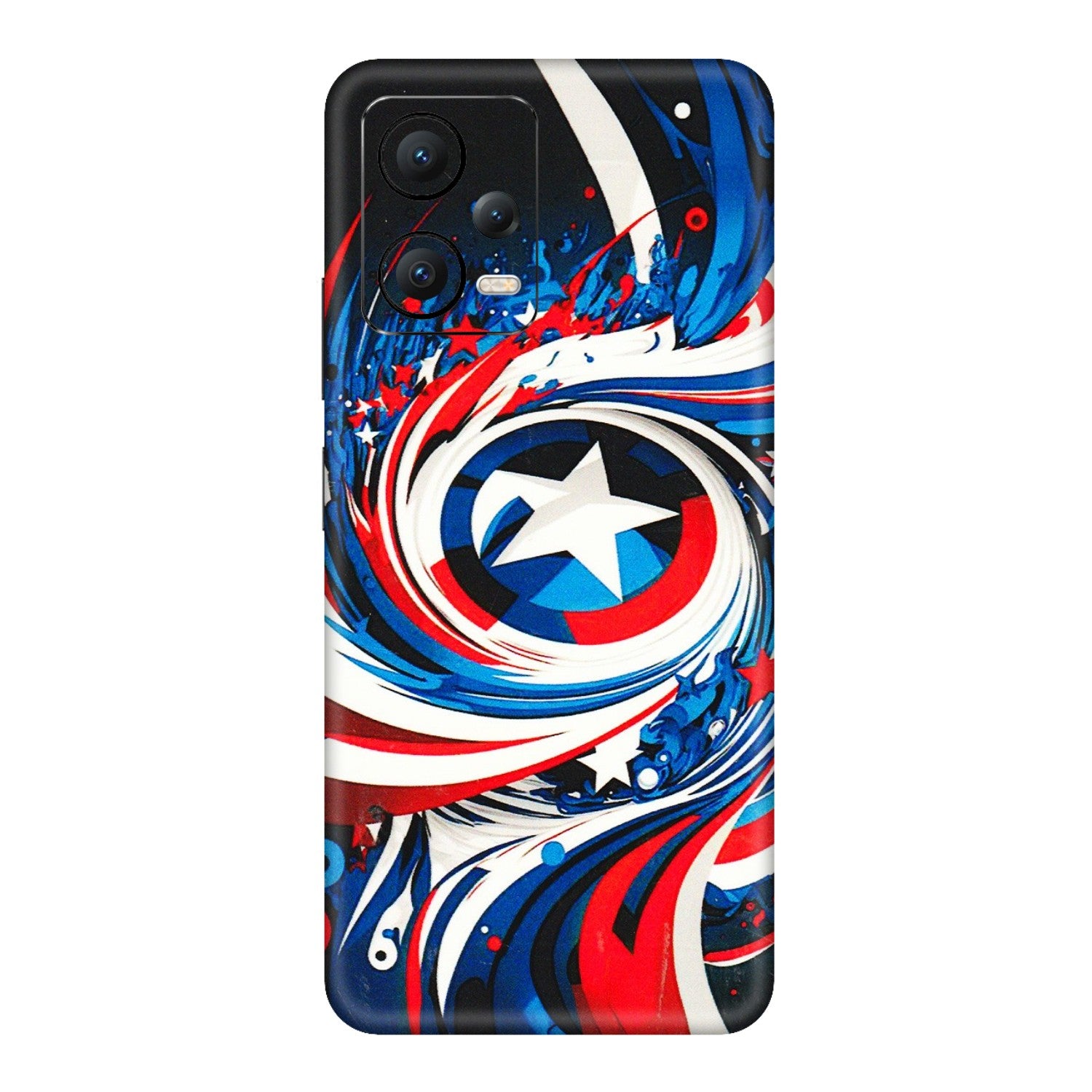 POCO Phone Skins (All Models) - Captain America Logo - 3D Embossed Finish (L-307) Poco X5 (5G)