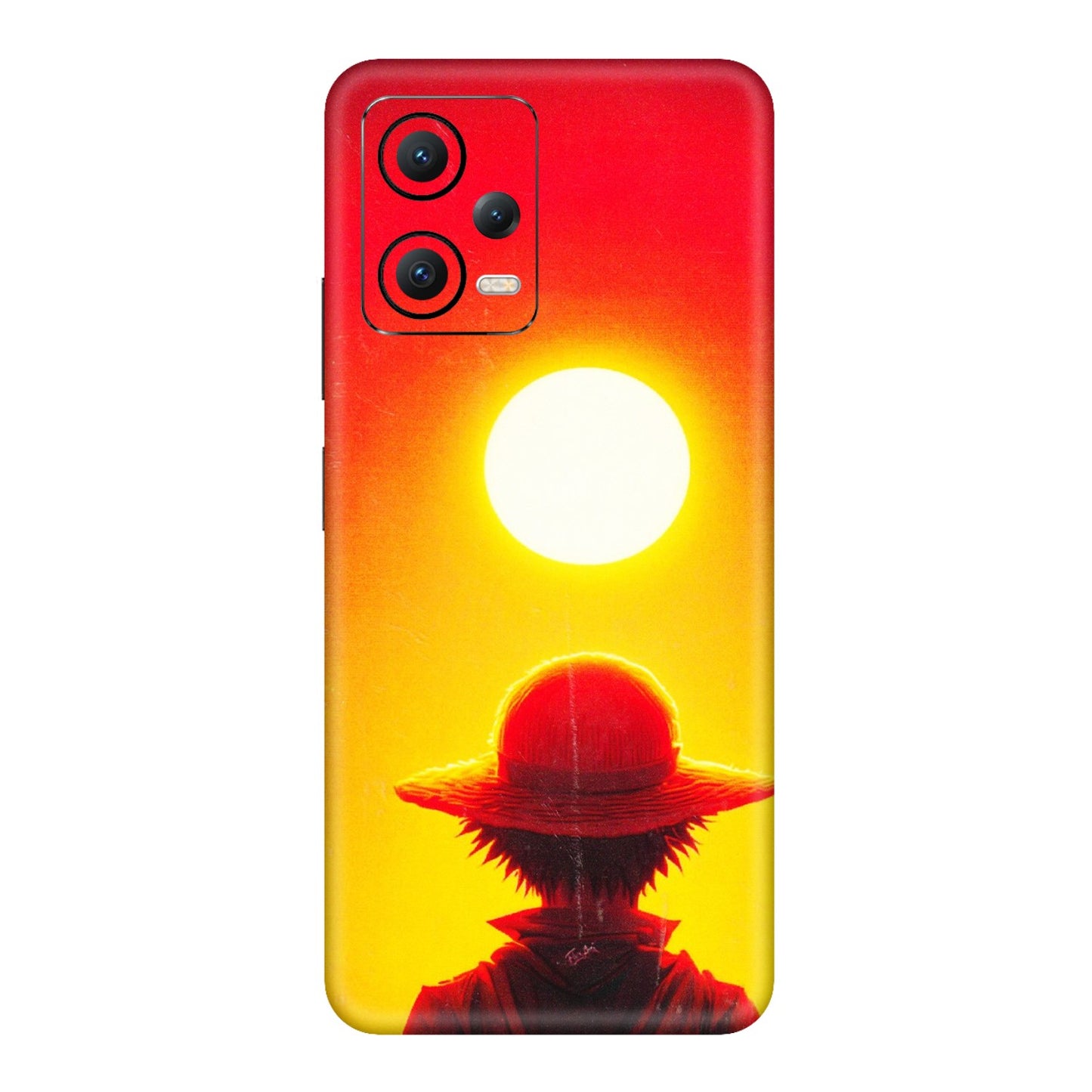 POCO Phone Skins (All Models) - Cool Sunset With Monkey D.Luffy Anime - 3D Embossed Finish (L-329) Poco X5 (5G)