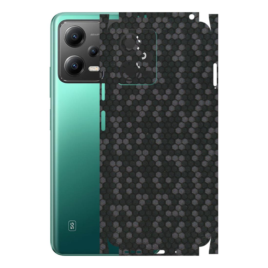 POCO Phone Skins (All Models) - Black Grey Honeycomb Sober - 3D Embossed Finish (L-85) Poco X5 (5G)