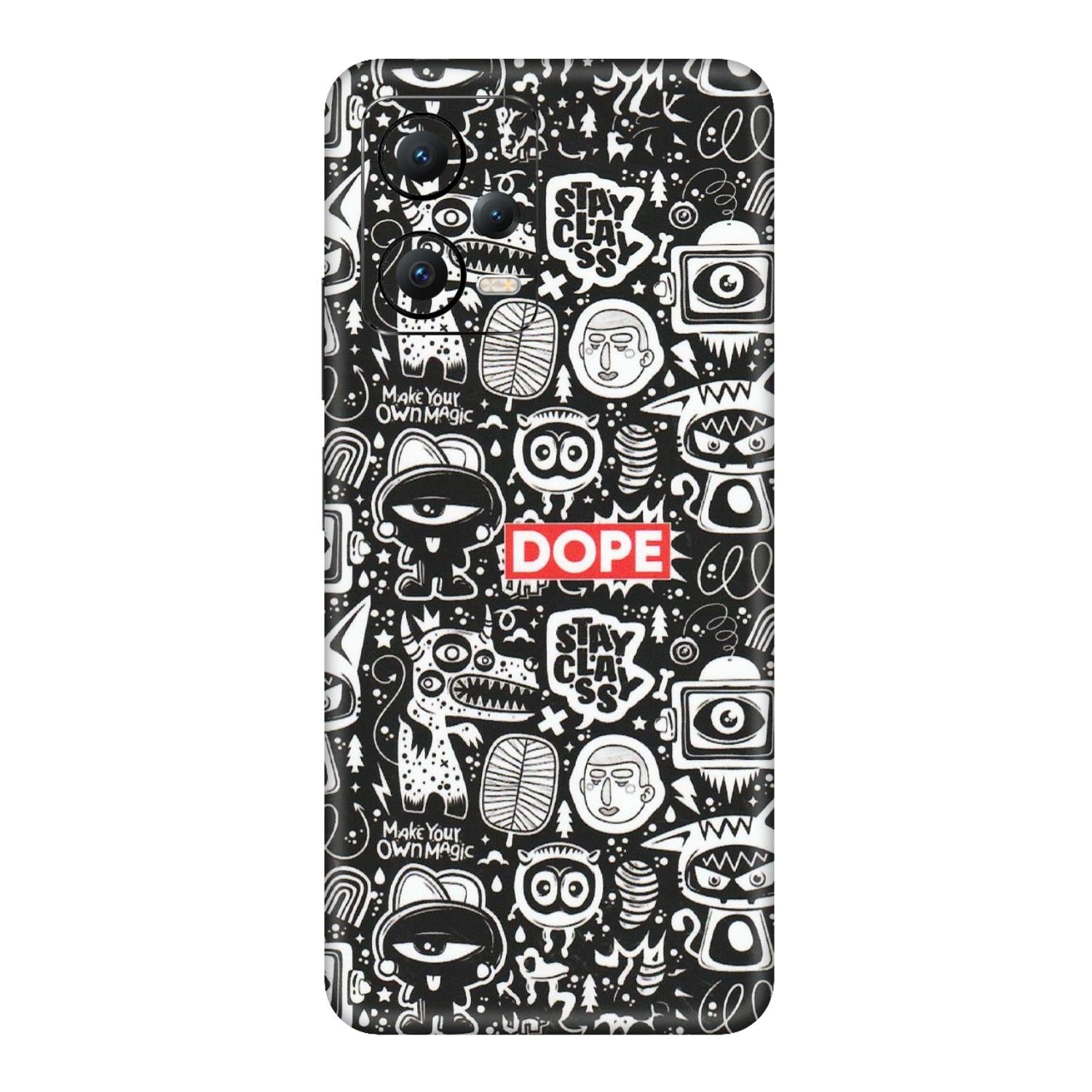 POCO Phone Skins (All Models) - Dope Stay Classy Black Doodles - Matte Finish (M-126) Poco X5 (5G)