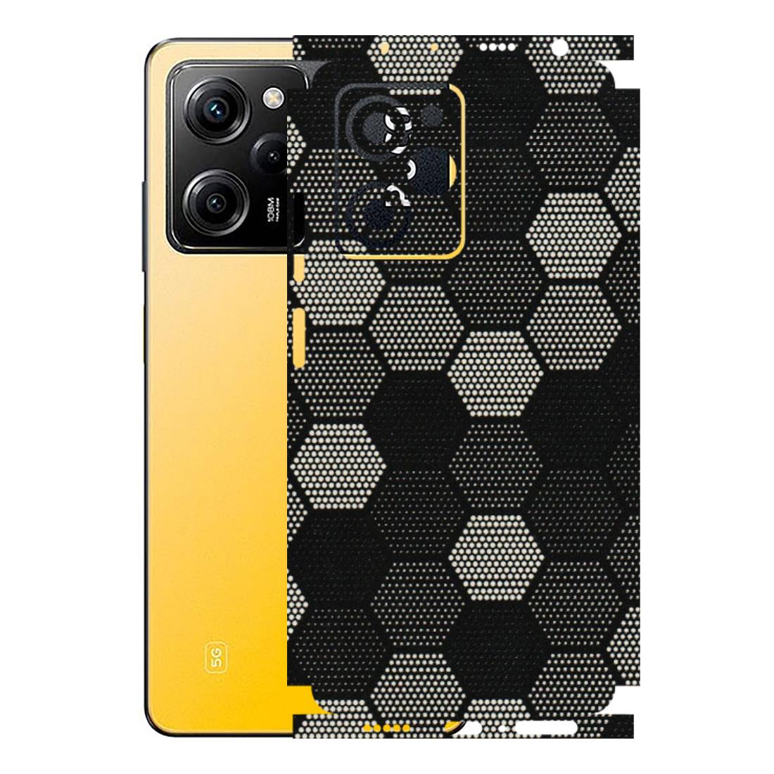 POCO Phone Skins (All Models) - Black & White Dotted Honeycomb Texture - 3D Embossed Finish (L-202) Poco X5 PRO