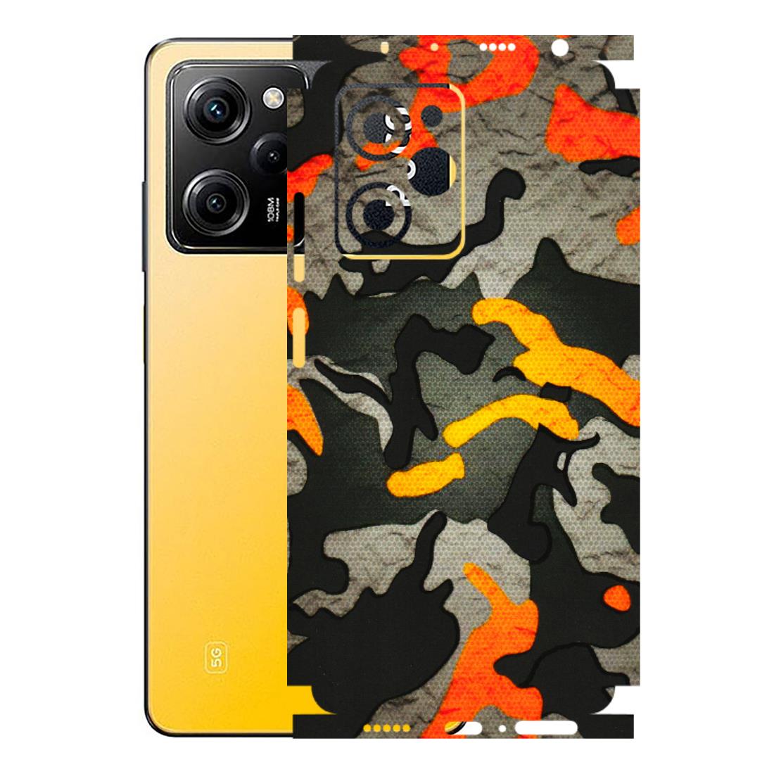 POCO Phone Skins (All Models) - Orange Camouflage - 3D Embossed Finish (L-204) Poco X5 PRO