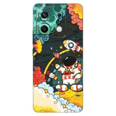 POCO Phone Skins (All Models) - Astronauts & Spaceship - 3D Embossed Finish (L-145) Poco X6 (5G)