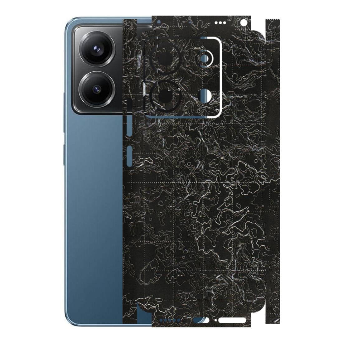 POCO Phone Skins (All Models) - Black map Texture - 3D Embossed Finish (L-201) Poco X6 (5G)
