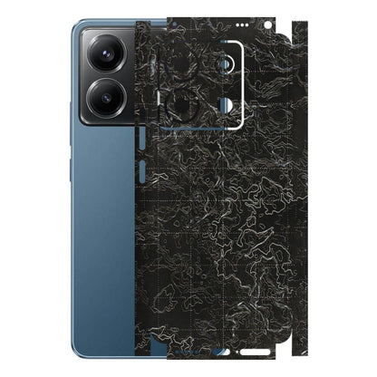 POCO Phone Skins (All Models) - Black map Texture - 3D Embossed Finish (L-201) Poco X6 (5G)
