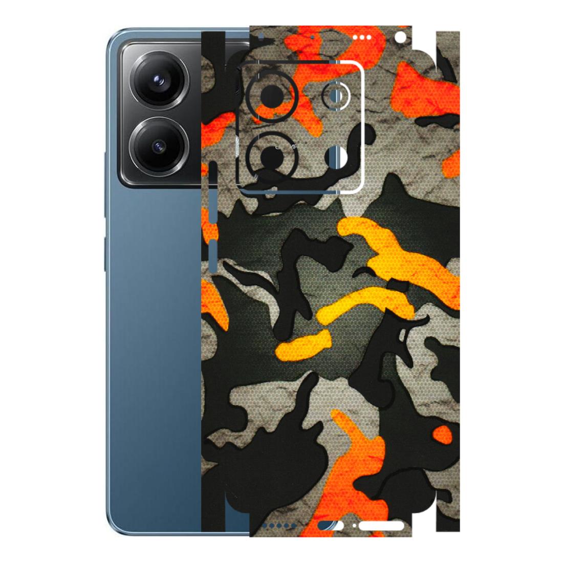 POCO Phone Skins (All Models) - Orange Camouflage - 3D Embossed Finish (L-204) Poco X6 (5G)