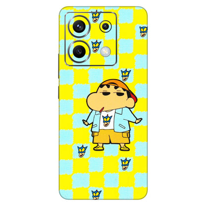 POCO Phone Skins (All Models) - Yellow Blue Shinchan Cute - 3D Embossed Finish (L-221) Poco X6 (5G)