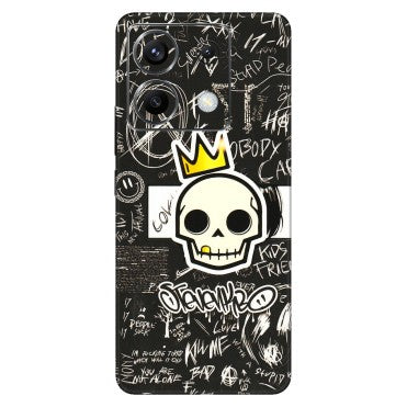 POCO Phone Skins (All Models) - Funny Skull Black Chalk Grafitti - 3D Embossed Finish (L-22) Poco X6 (5G)