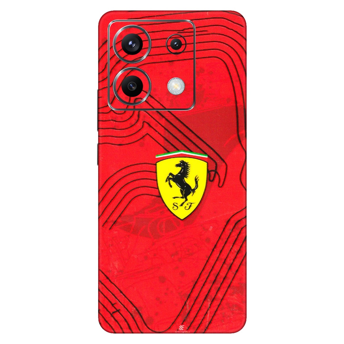 POCO Phone Skins (All Models) - Red Ferrari Logo Stylish - 3D Embossed Finish (L-238) Poco X6 (5G)