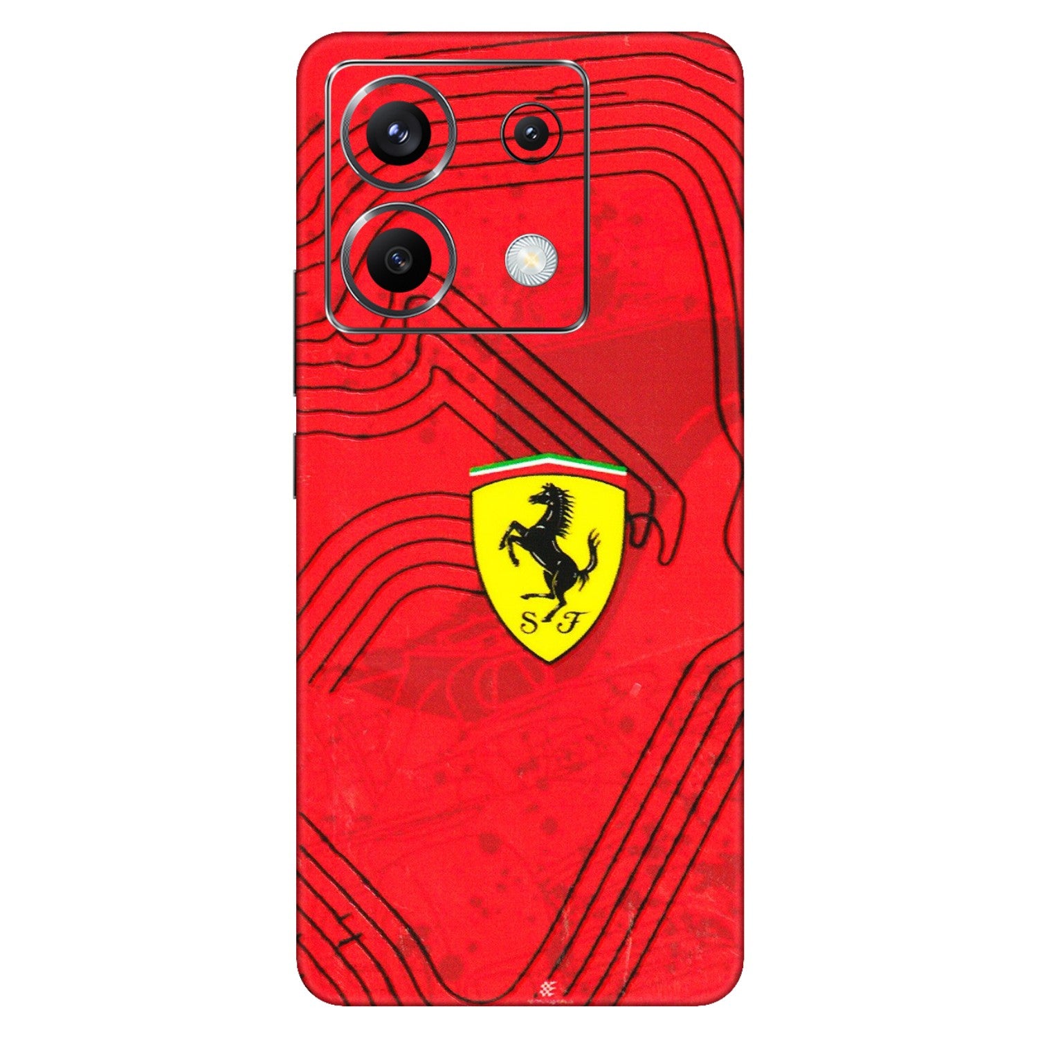 POCO Phone Skins (All Models) - Red Ferrari Logo Stylish - 3D Embossed Finish (L-238) Poco X6 (5G)