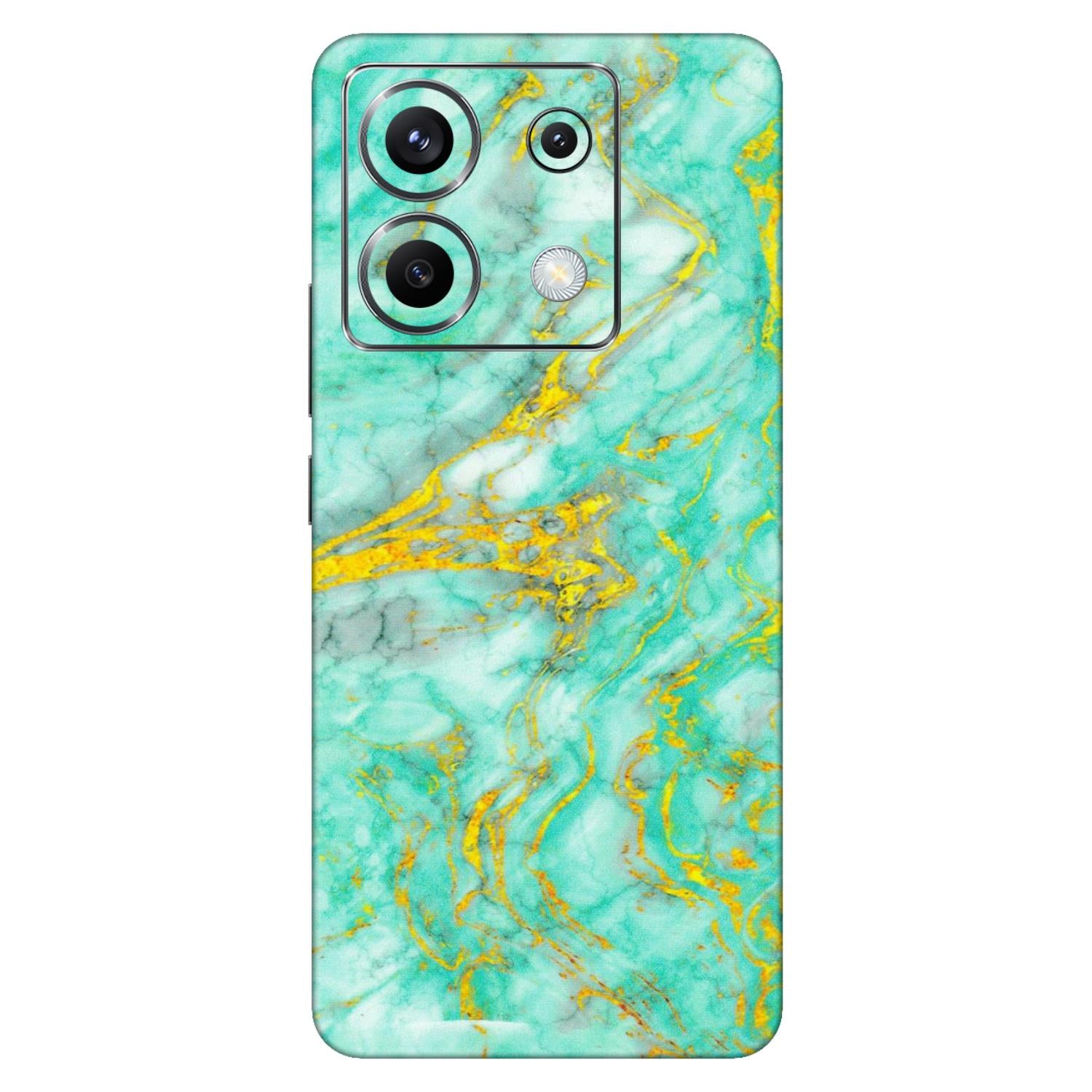POCO Phone Skins (All Models) - Green And Gold Marble Feel - Matte Finish (M-16) Poco X6 (5G)