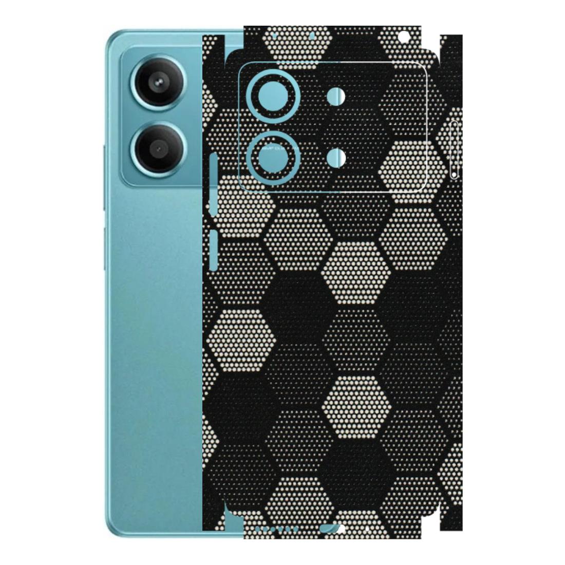 POCO Phone Skins (All Models) - Black & White Dotted Honeycomb Texture - 3D Embossed Finish (L-202) Poco X6 NEO (5G)