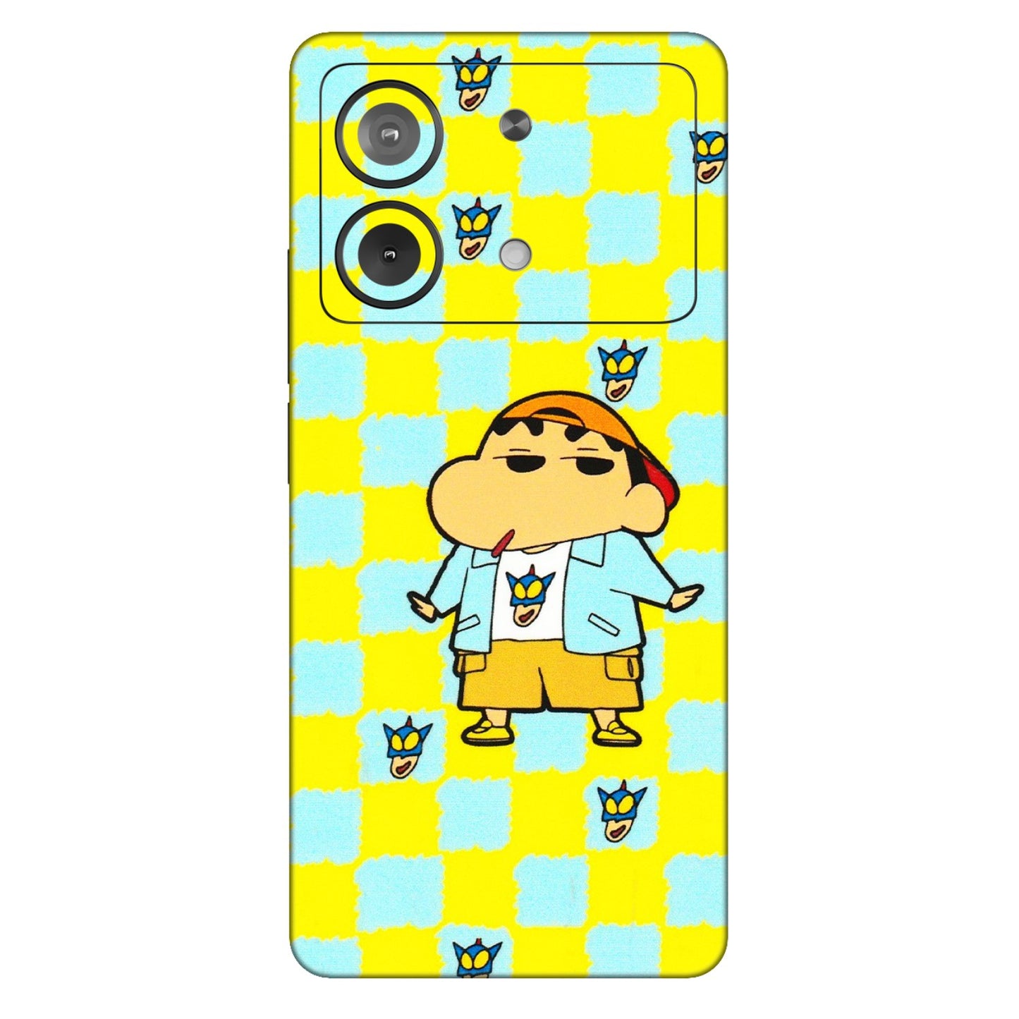 POCO Phone Skins (All Models) - Yellow Blue Shinchan Cute - 3D Embossed Finish (L-221) Poco X6 NEO (5G)