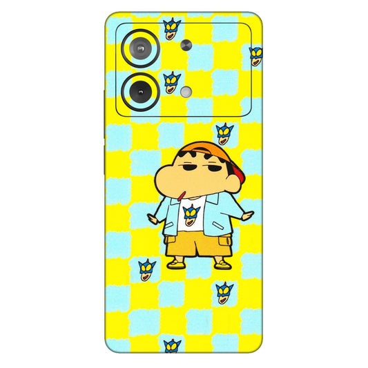 POCO Phone Skins (All Models) - Yellow Blue Shinchan Cute - 3D Embossed Finish (L-221) Poco X6 NEO (5G)