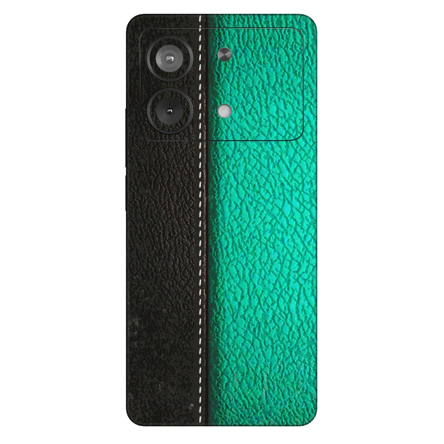 POCO Phone Skins (All Models) - Black Green Dual  Leather Stich - 3D Embossed Finish (L-233) Poco X6 NEO (5G)
