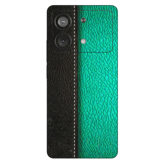 POCO Phone Skins (All Models) - Black Green Dual  Leather Stich - 3D Embossed Finish (L-233) Poco X6 NEO (5G)