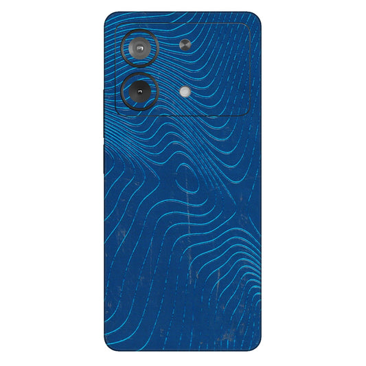 POCO Phone Skins (All Models) - Abstract Blue Line Map - 3D Embossed Finish (L-272) Poco X6 NEO (5G)