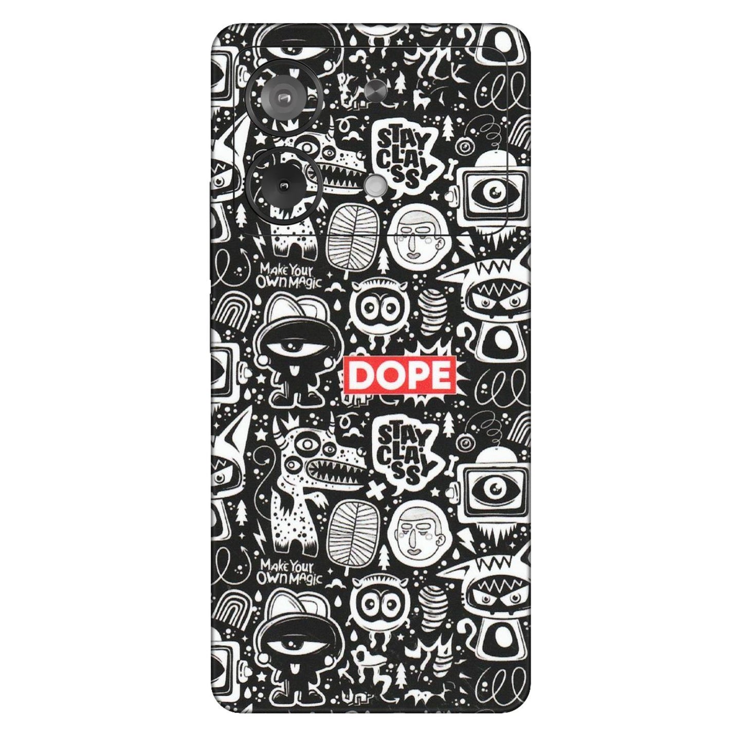 POCO Phone Skins (All Models) - Dope Stay Classy Black Doodles - Matte Finish (M-126) Poco X6 NEO (5G)
