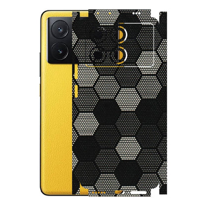 POCO Phone Skins (All Models) - Black & White Dotted Honeycomb Texture - 3D Embossed Finish (L-202) Poco X6 PRO (5G)