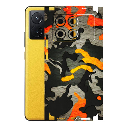 POCO Phone Skins (All Models) - Orange Camouflage - 3D Embossed Finish (L-204) Poco X6 PRO (5G)