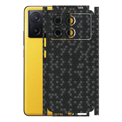 POCO Phone Skins (All Models) - Black Grey Honeycomb Sober - 3D Embossed Finish (L-85) Poco X6 PRO (5G)