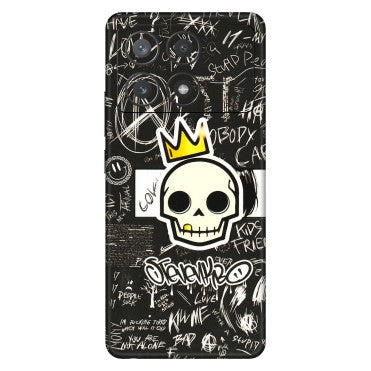 POCO Phone Skins (All Models) - Funny Skull Black Chalk Grafitti - 3D Embossed Finish (L-22) Poco X6 PRO (5G)