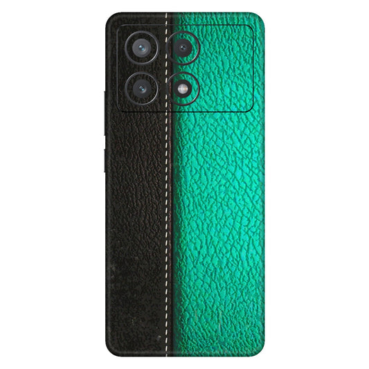 POCO Phone Skins (All Models) - Black Green Dual  Leather Stich - 3D Embossed Finish (L-233) Poco X6 PRO (5G)