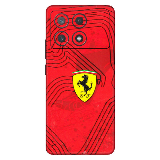 POCO Phone Skins (All Models) - Red Ferrari Logo Stylish - 3D Embossed Finish (L-238) Poco X6 PRO (5G)