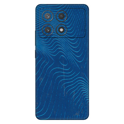 POCO Phone Skins (All Models) - Abstract Blue Line Map - 3D Embossed Finish (L-272) Poco X6 PRO (5G)