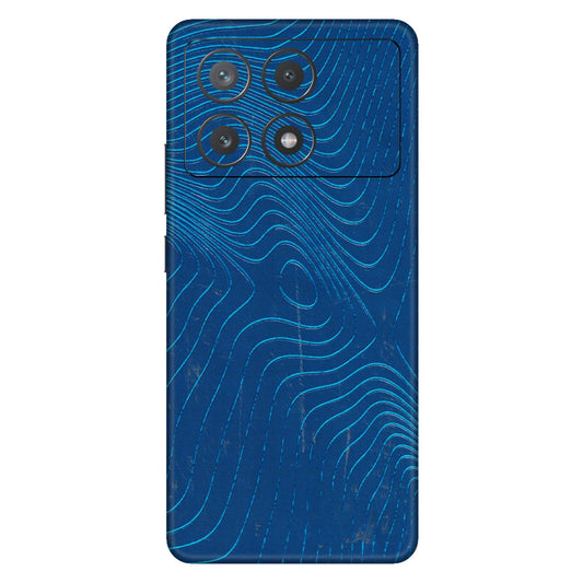 POCO Phone Skins (All Models) - Abstract Blue Line Map - 3D Embossed Finish (L-272) Poco X6 PRO (5G)