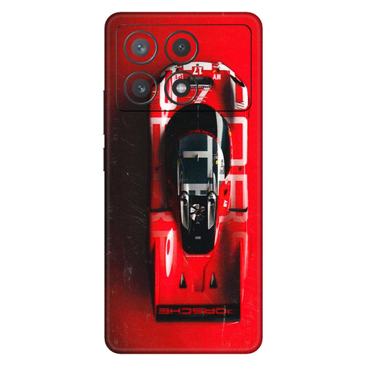 POCO Phone Skins (All Models) - Red Porsche Car Logo - 3D Embossed Finish (L-315) Poco X6 PRO (5G)