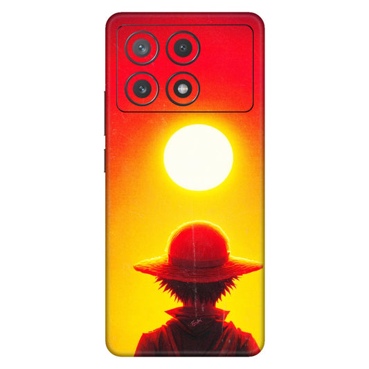 POCO Phone Skins (All Models) - Cool Sunset With Monkey D.Luffy Anime - 3D Embossed Finish (L-329) Poco X6 PRO (5G)
