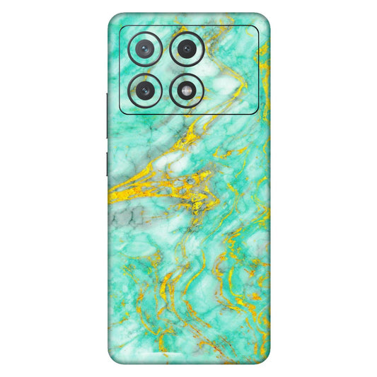 POCO Phone Skins (All Models) - Green And Gold Marble Feel - Matte Finish (M-16) Poco X6 PRO (5G)
