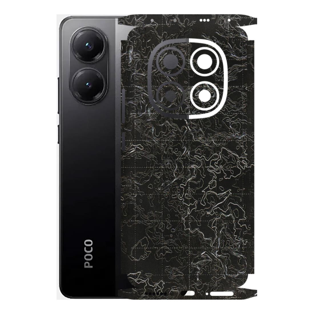 POCO Phone Skins (All Models) - Black map Texture - 3D Embossed Finish (L-201) Poco X7 5G