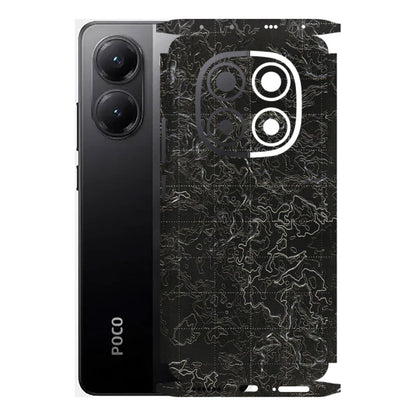 POCO Phone Skins (All Models) - Black map Texture - 3D Embossed Finish (L-201) Poco X7 5G