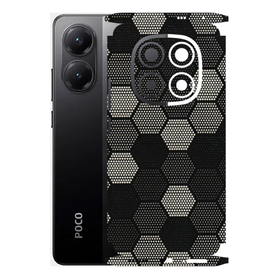POCO Phone Skins (All Models) - Black & White Dotted Honeycomb Texture - 3D Embossed Finish (L-202) Poco X7 5G
