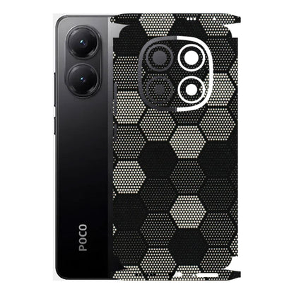 POCO Phone Skins (All Models) - Black & White Dotted Honeycomb Texture - 3D Embossed Finish (L-202) Poco X7 5G