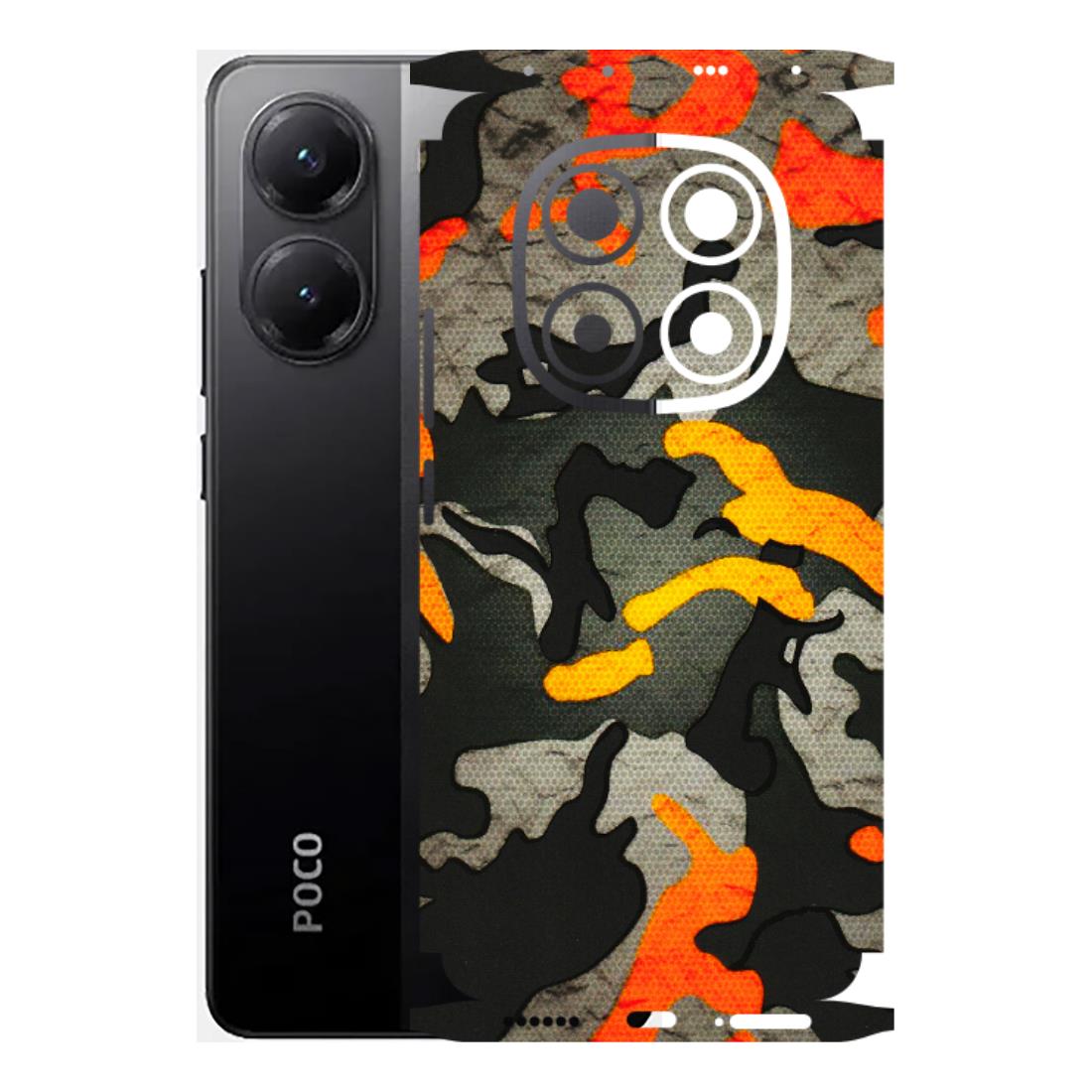 POCO Phone Skins (All Models) - Orange Camouflage - 3D Embossed Finish (L-204) Poco X7 5G