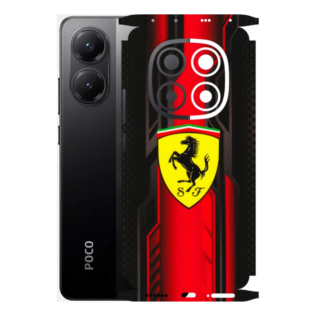 POCO Phone Skins (All Models) - Black Ferrari Logo - 3D Embossed Finish (L-253) Poco X7 5G