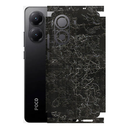 POCO Phone Skins (All Models) - Black map Texture - 3D Embossed Finish (L-201) Poco X7 PRO